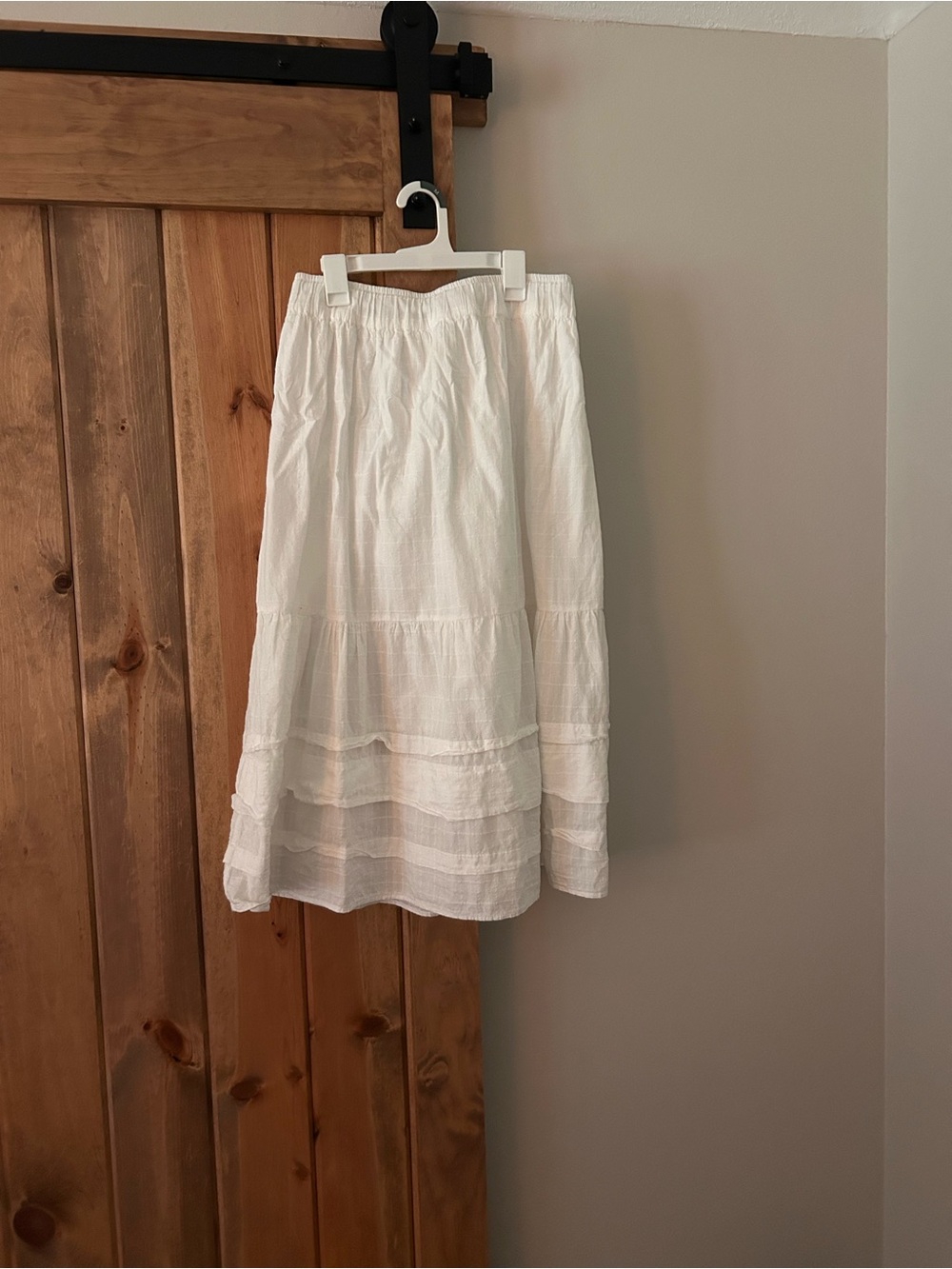 Madewell White Tiered Cotton Midi Skirt